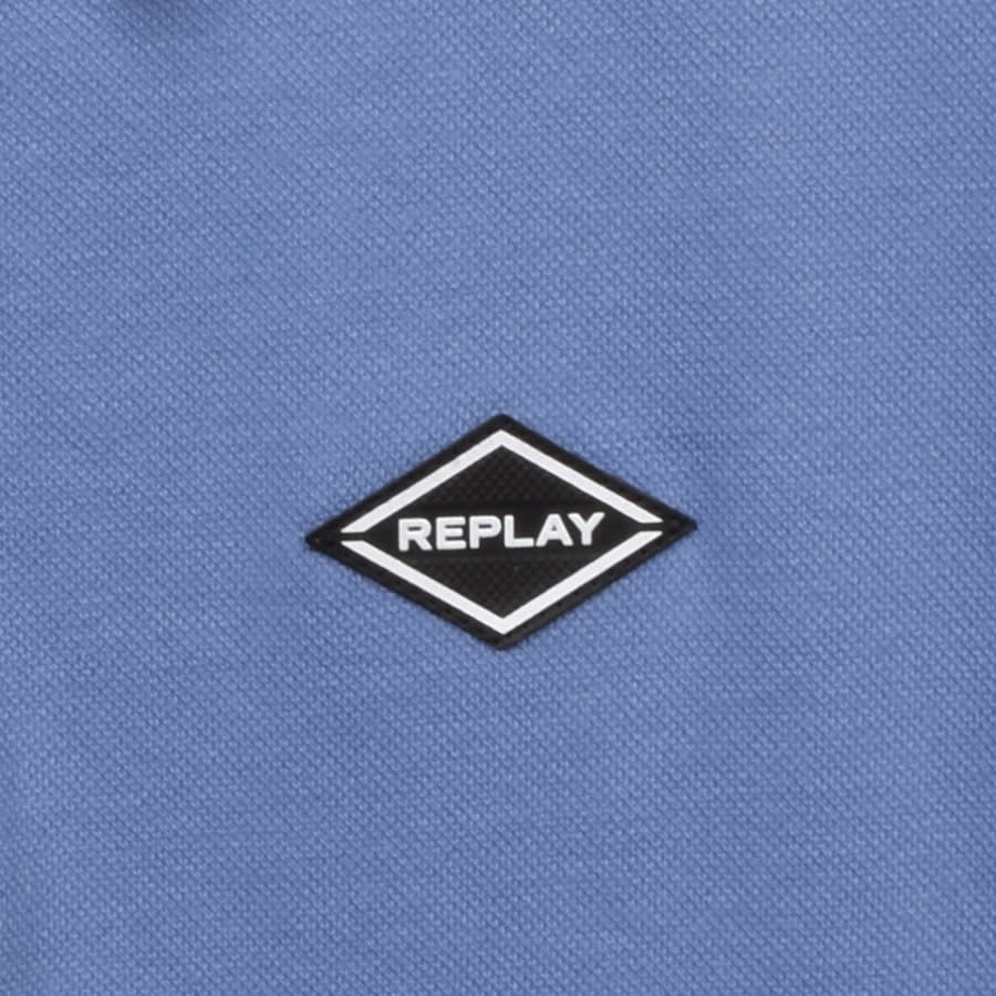 Alternative Image for ProductReplay Short Sleeved Logo Polo T Shirt Blue3
